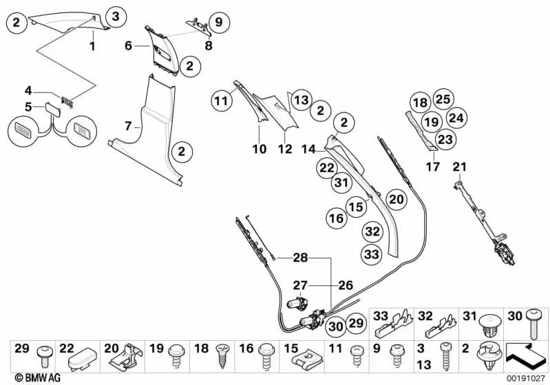 Soporte de Revestimiento Trasero Izquierdo para BMW E61, E61N (OEM 51436964231). Original BMW