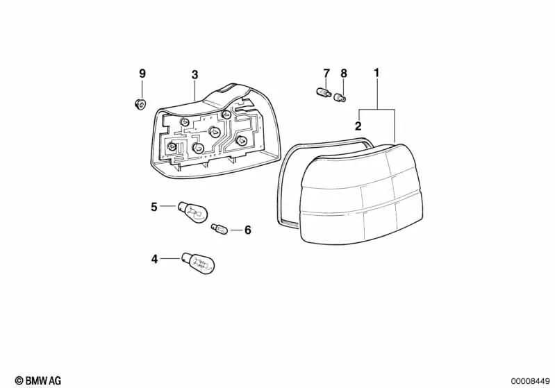 Dichtung de luz trasera para BMW E36 (OEM 63218360031). Original BMW