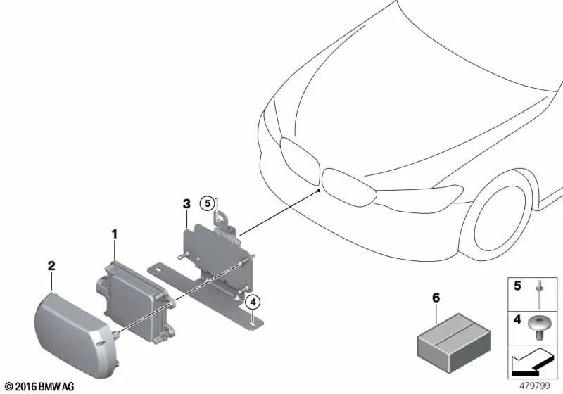 Soporte Sensor para BMW G30, G31, G38 (OEM 66316873401). Original BMW.