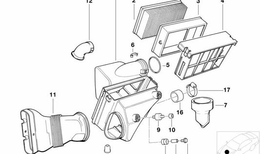 Eintrittsgeräusch -Schalldämpfer für BMW E36 (OEM 13711740140). Original BMW