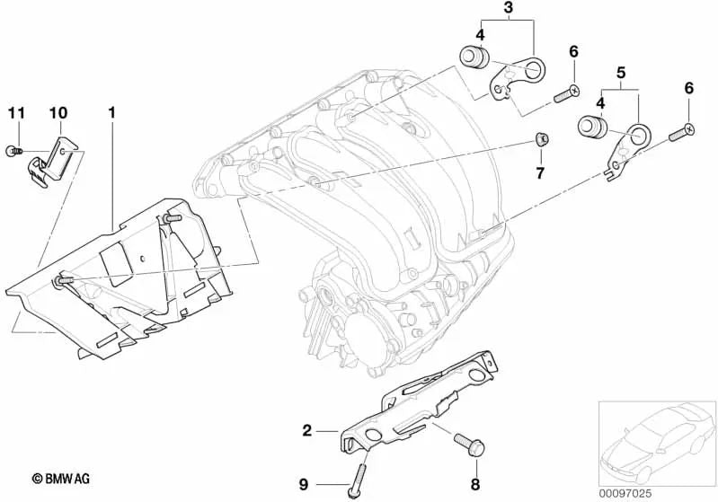 Pasamuros de goma para BMW E81, E82, E87, E88, E46, E90, E91, E92, E93, E60, E61, E63, E64, E65, E66, E84, E83, E53, E70, E71, E85, E86 (OEM 11127501588). Original BMW