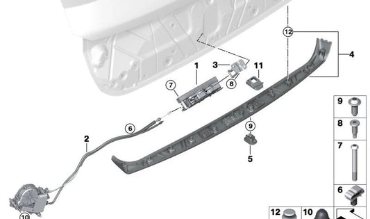 Motor eléctrico para portón trasero OEM 51245A058E0 para BMW G06, F96. Original BMW