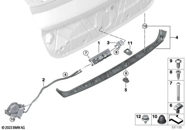 Tirador de la puerta trasera para BMW F96N, G06N (OEM 51135A20416). Original BMW