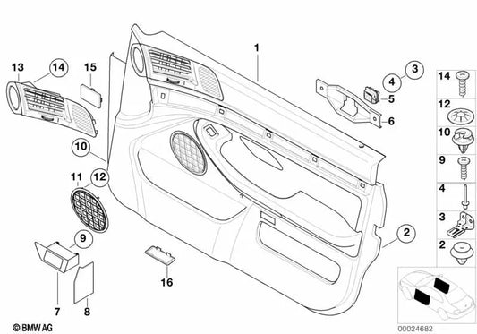 Revestimiento de puerta delantero derecho para BMW Serie 5 E39 (OEM 51417140336). Original BMW