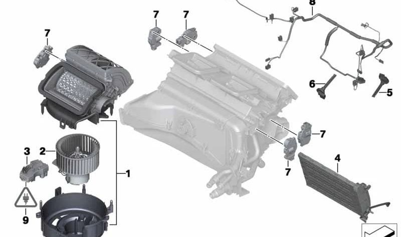 Wiring harness for heating/air conditioning device for BMW F25, F26 (OEM 64119234933). Original BMW.