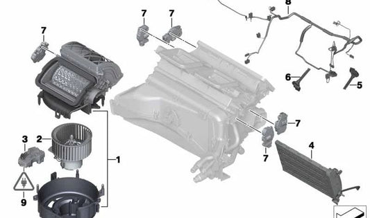 Cableado para dispositivo de calefacción/aire acondicionado para BMW F25, F26 (OEM 64119234933). Original BMW.