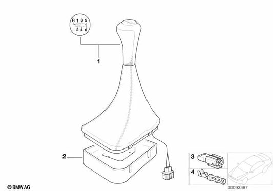 Cubierta de palanca de cambios de cuero iluminada para BMW Serie 5 E39 (OEM 25112282401). Original BMW