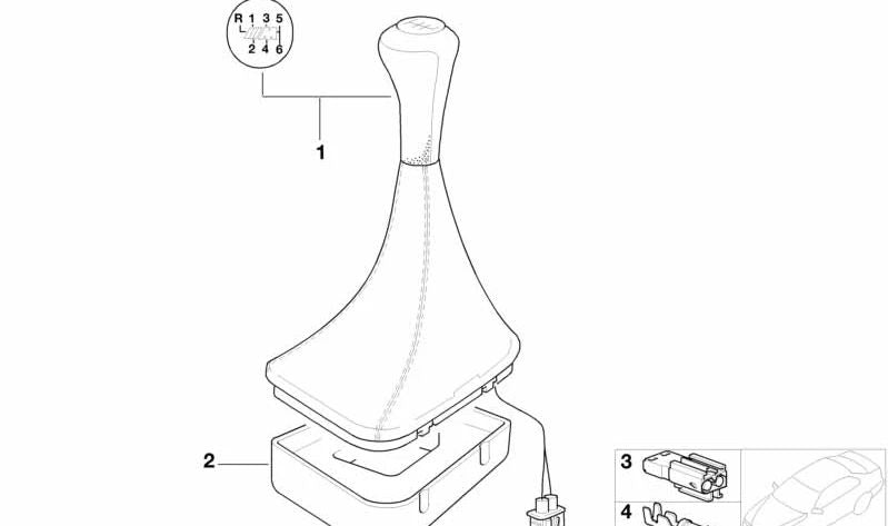 Funda de palanca de cambios de cuero iluminada para BMW E39 (OEM 25112282205). Original BMW.