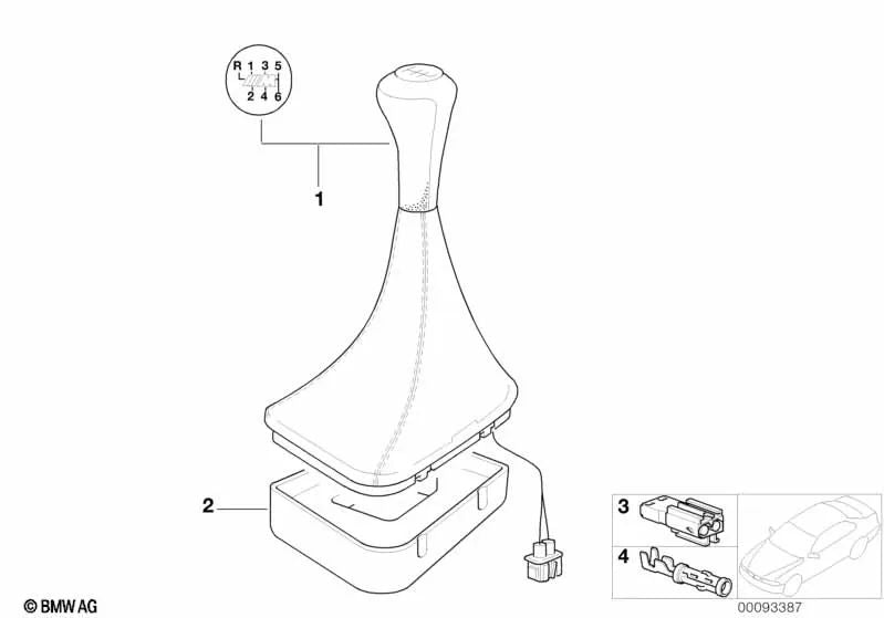 Illuminated Leather Gear Shift Knob Cover for BMW 3 Series E46 (OEM 25112229428). Original BMW