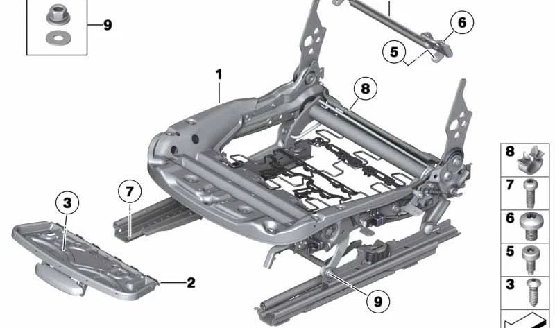 Mecanismo del asiento izquierdo OEM 52109176153 para BMW E89. Original BMW.