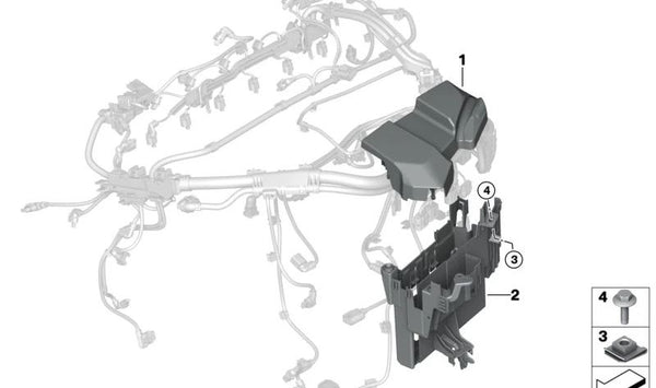 Soporte para caja de distribución de energía OEM 12908095697 para BMW G87, G80, G81, G82, G83. Original BMW.