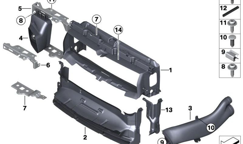 Conducto de aire derecho OEM 51748057150 para BMW F87, F80, F82, F83. Original BMW.