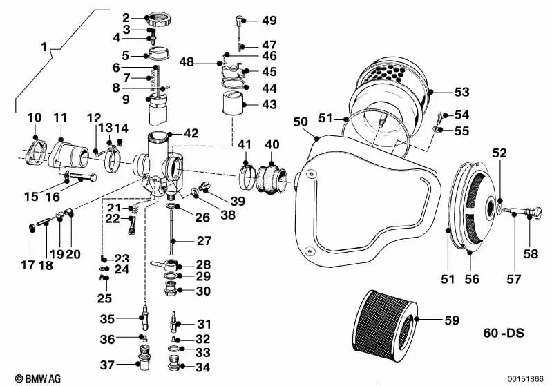 Juego de juntas del carburador para BMW varios modelos (OEM 13115590038). Original BMW