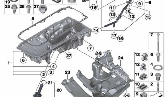 Varilla de medición de aceite para BMW X5 E70N, X6 E71 (OEM 11438507304). Original BMW