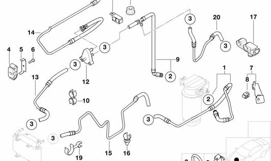 Clip para BMW E38, E65 (OEM 13532249283). Original BMW