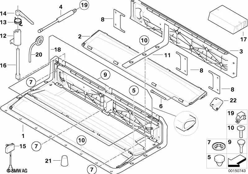 Verdeckkasten para BMW Serie 6 E64, E64N (OEM 54347202897). Original BMW