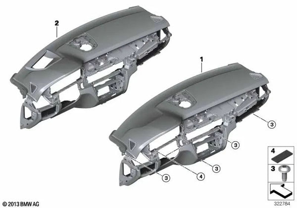 Tablero de instrumentos de cuero con Head-Up Display para BMW X5 F85 (OEM 51458068636). Original BMW