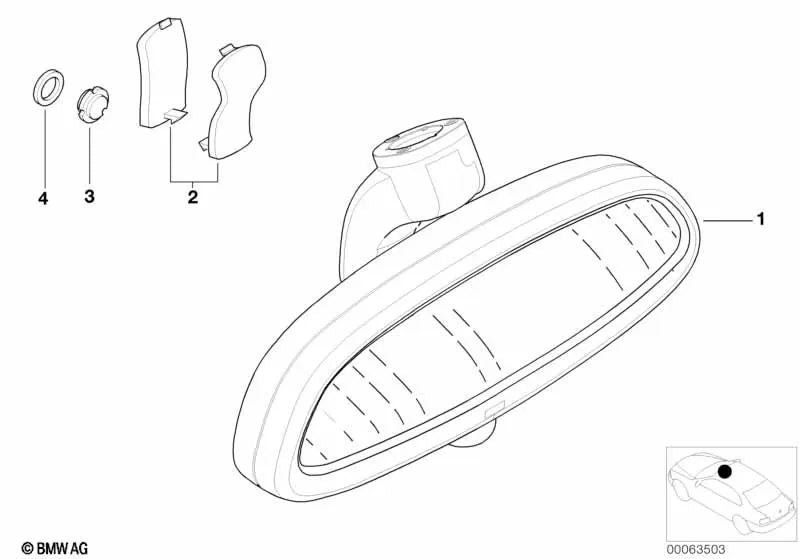 Espejo Interior EC / LED / Inalámbrico para BMW Z8 E52 (OEM 51168257711). Original BMW.