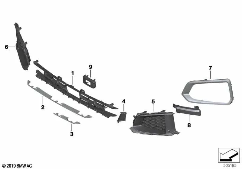 Pinza rejilla lateral izquierda para BMW X6 G06 (OEM 51117492323). Original BMW