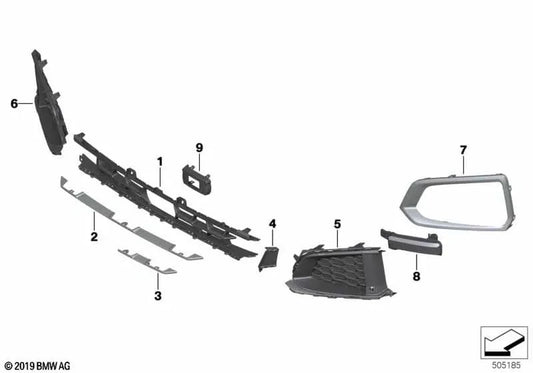 Rejilla central inferior para BMW G06 (OEM 51117446163). Original BMW.