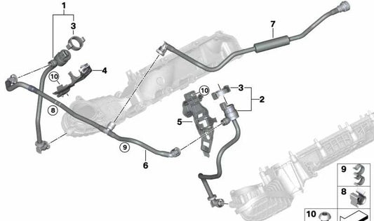 Supporto di assemblaggio (Halter) OEM 13907551261 per BMW E81, E82, E87, E88, F20, F21, E90, E91, E92, E93, F30, F31, F35, E60, E61, F07, F10, F11, G30, F06, F12 , F13, F01, F02, F04, G11, G12, E70, F15, E71, E72, F16. BMW originale.