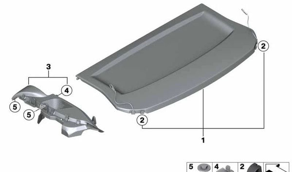 Soporte derecho para estante de maletero OEM 51467271852 para BMW F20, F21. Original BMW.