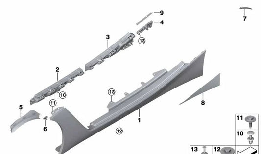 Primed Left Side Skirt OEM 51779463797 for BMW Z4 G29. Original BMW