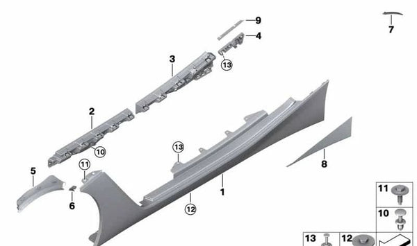 Faldón lateral izquierdo imprimado OEM 51779463797 para BMW Z4 G29. Original BMW