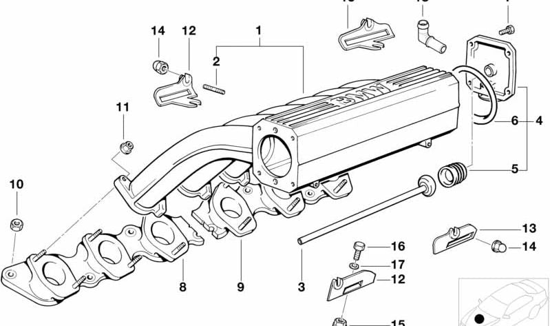 Conector en ángulo (Winkelstück) OEM 11611741308 para BMW E38, E31. Original BMW