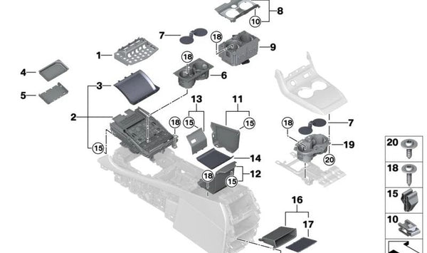 Alfombrilla para compartimento delantero para BMW X5 F95, G05, X6 F96, G06, X7 G07 (OEM 51169862313). Original BMW