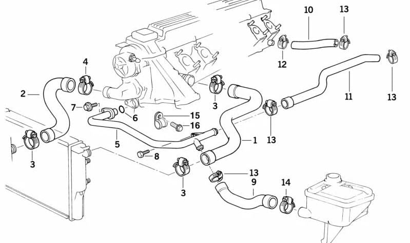 Tubo Radiador Retorno del Motor para BMW Serie 3 E36 (OEM 11532246733). Original BMW.