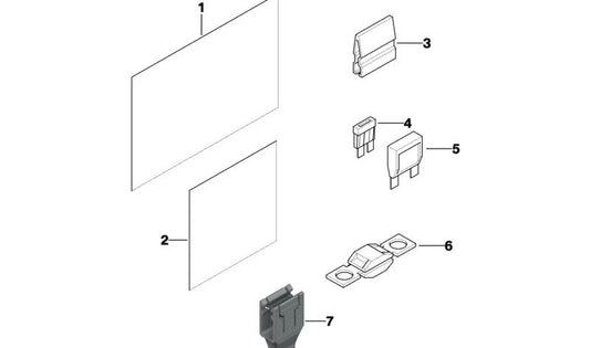 Pegatina de Disposición de Fusibles Trasera para BMW X5 E53 (OEM 71236920041). Original BMW