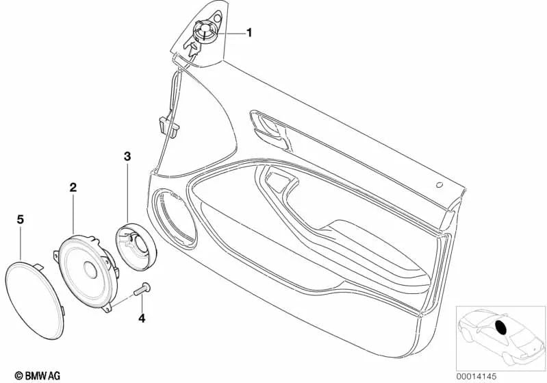 Altavoz de agudos estéreo derecho para BMW Serie 3 E46 (OEM 65138368232). Original BMW.