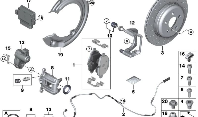 Carcasa de pinza de freno derecha para BMW I12, I15 (OEM 34216868234). Original BMW