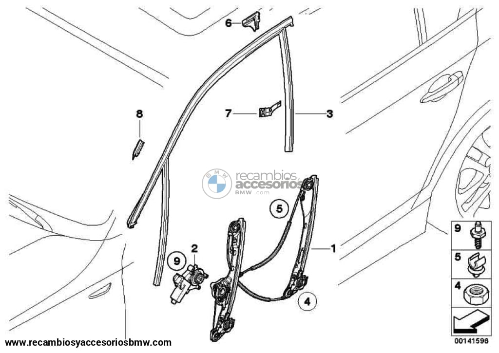 Accionamiento Motor Elevalunas Delantero Para Bmw E87 E90 E91 E84 . Original Bmw. Recambios