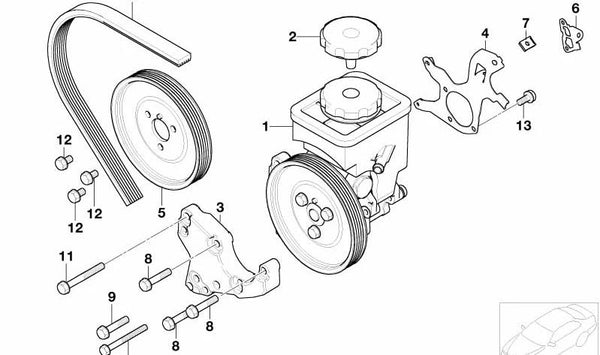 Bomba de dirección asistida OEM 32416761876 para BMW E46 (Modelos compatibles: 316i, 318i, 320i, 323i, 325i, 328i, 330i, M3). Original BMW.