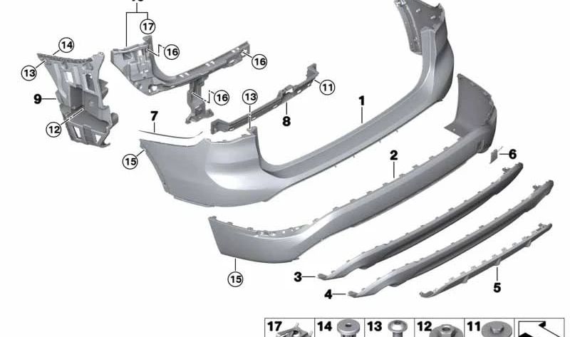 Difusor trasero inferior OEM 51127332324 para BMW F48, F49. Original BMW.