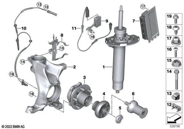 Soporte VDC derecho para BMW G42, G87, G20, G20N, G21, G21N, G80, G81, G22, G23, G26, G82, G83 (OEM 37106891978). Original BMW.