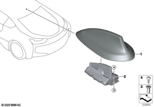 Dachantenne für BMW E82, F20, F21, F22, E90, E91, E92, F30, F31, F34, F35, F80, F32, F36, F82, F07, F11, I12, E84, F25, F26, E70N, F15, F85, F16, F86 (OEM 65209226893). Original BMW