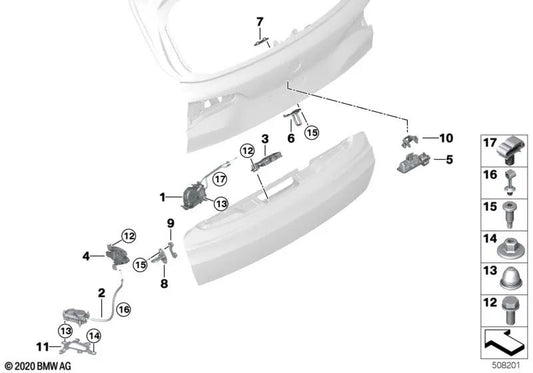 Asistencia para cierre de portón trasero para BMW X5 F95, G05, G18, X7 G07 (OEM 51249482992). Original BMW