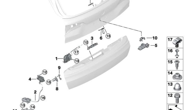 Adaptador tirador de apertura OEM 51247473790 para BMW G05, G18, F95. Original BMW.