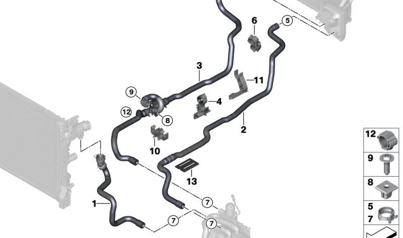 Tyue de réfrigérant Advance OEM 64216821259 pour BMW G30, G31, G11, G12, G14, G15, G16. BMW d'origine.