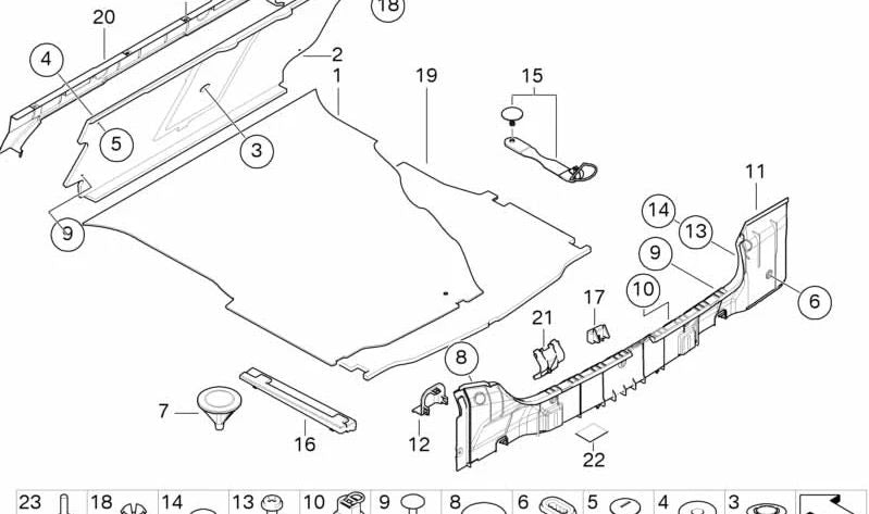 Rear cover for BMW 3 Series E46 (OEM 51478193800). Genuine BMW.