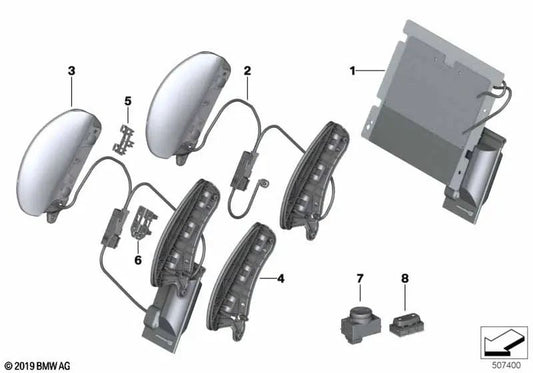 Ajuste del ancho del respaldo para BMW Serie 1 F40, F52, Serie 2 F44, F45, F46, X1 F48, F49, X2 F39, Z4 G29 (OEM 52107394865). Original BMW.