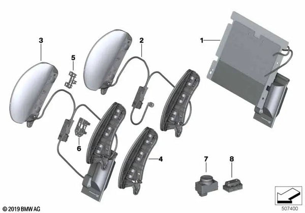 Ajuste del ancho del respaldo para BMW Serie 1 F40, F52, Serie 2 F44, F45, F46, X1 F48, F49, X2 F39, Z4 G29 (OEM 52107394865). Original BMW.