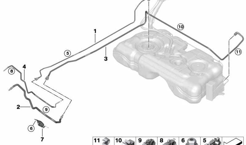 Clip de cable simple para BMW Serie 1 F40, F52, Serie 2 F44, F45, F46, Serie 5 E60, E61N, Serie 6 E63, E64, X1 F48, F49, X2 F39, MINI F54, F55, F56, F57, F60 (OEM 16112283892). Original BMW