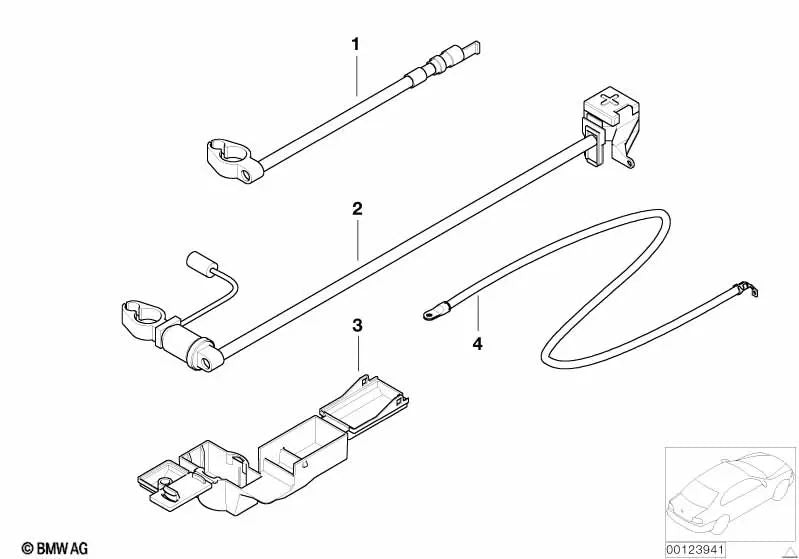 Cable de batería positivo para BMW E46 (OEM 61118375990). Original BMW