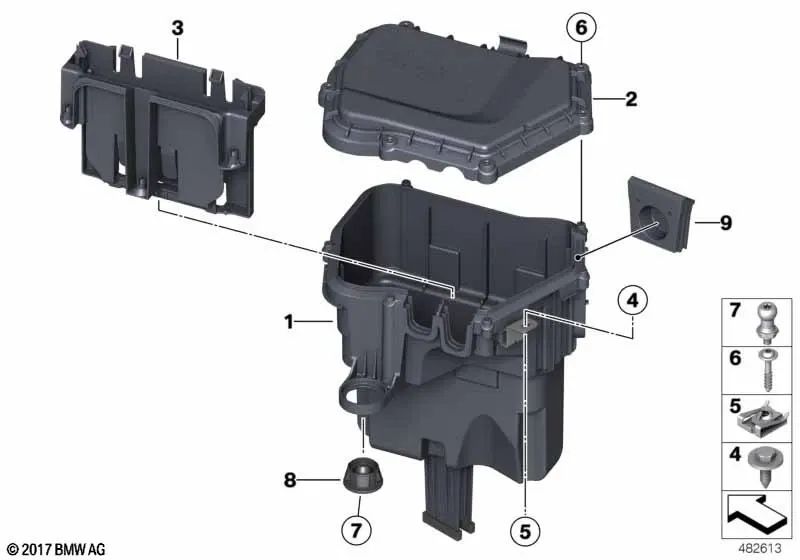 Tapón ciego para BMW X3 F25, X4 F26 (OEM 12528575265). Original BMW.