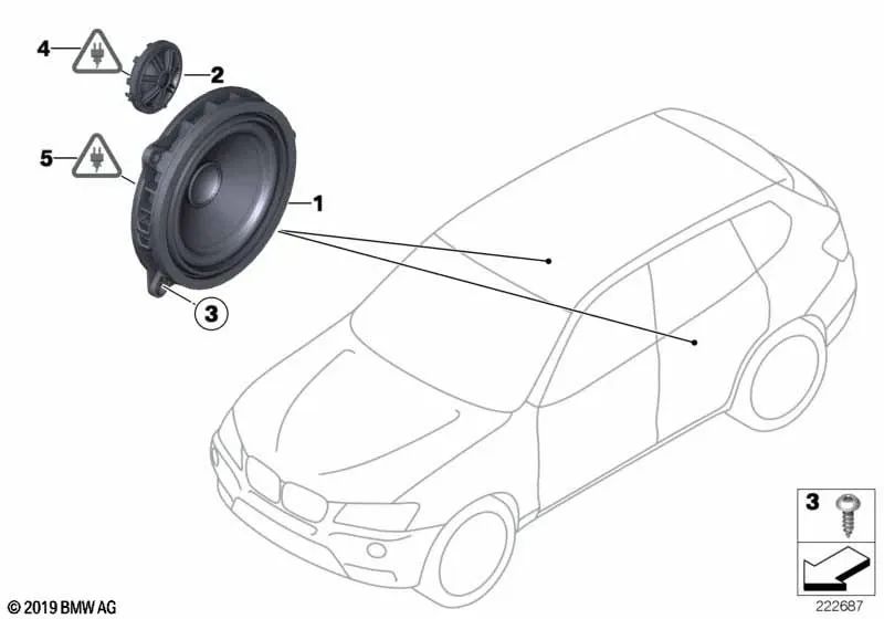 Tweeter speaker for BMW F07, F25, E89 (OEM 65139220751). Original BMW