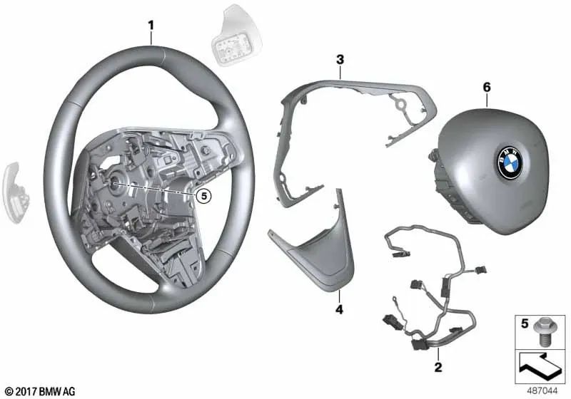 Volante Deportivo de Cuero con Paletas de Cambio para BMW Serie 2 F45, F45N, F46, F46N, X1 F48, F48N, X2 F39 (OEM 32306860362). Original BMW